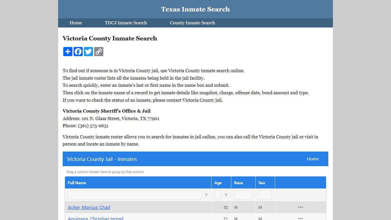 Victoria County Inmate Search