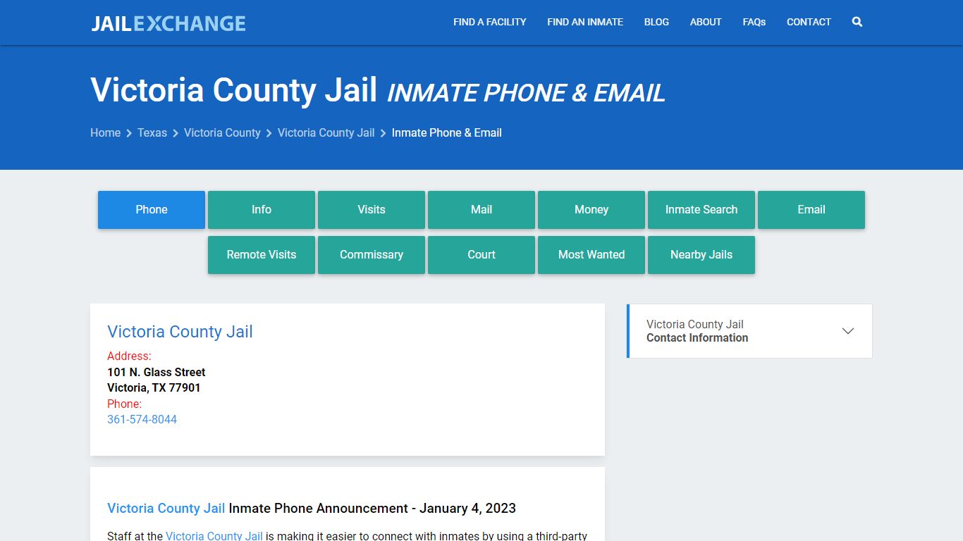 Inmate Phone - Victoria County Jail, TX - Jail Exchange